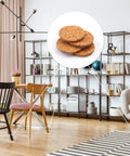 100 Piece Set Of 3/4 Inch Round Cork Furniture Pads With No Fuss Peel And Stick Backing for chair legs on a modern floor.