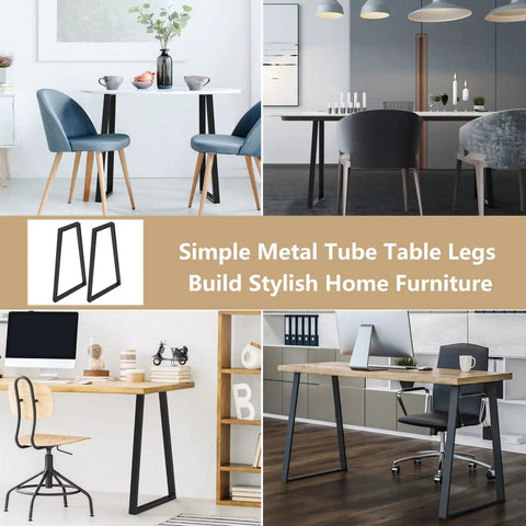 28 Inch Trapezoid Metal Desk Legs Built To Last Heavy Duty Iron Tube With Reinforced Gussets For Desks Tables Benches
