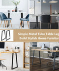 19 Inch Hairpin Table Legs Set Of 4 For DIY Coffee Tables, Desks, And Night Stands, Heavy Duty Iron With Black Finish displayed in modern interiors.