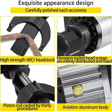 Get This CutpoiY Electric Hydraullic Rebar Bender For Quick And Easy Steel Bar Bending Up To 130 Degrees With Straightening Heads Low power aviation aluminum body design.