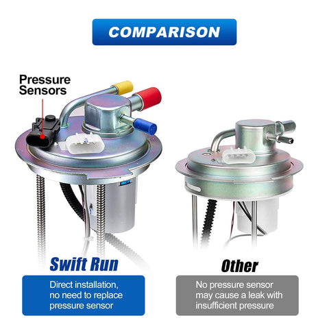 Comparison of fuel pump assembly with pressure sensors for Fuel Pump Assembly With Sending Unit Fits Chevy Silverado 1500 2500 HD 2004-2007 And GMC Sierra 1500 2500 HD 4.3L 4.8L 5.3L 6.0L 6.6L 8.1L Replaces E3609M.