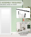 36 By 84 Inch Mirror Barn Door With Sliding Door Hardware Kit Included White Full Length Mirror Built From Solid Pine Core Wrapped In Waterproof PVC Surface No Assembly Required Space Saving Modern Home Decor