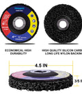 10 Pack 4.5 Inch Strip Discs for Angle Grinder Heavy Duty Paint Removal And Rust Scraping On Metal Surfaces, front and side view