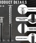 Two Pack Adjustable Floor Jacks For Leveling, Telescoping Steel Jacks With Safety Lock Pins, Corrosion Resistant