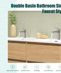 Brushed Nickel Single Handle Bathroom Faucet Heavy Duty Cold Water Design With Rock Solid Stainless Steel Build And Rust Proof Finish That Flows Smooth on a double basin sink.