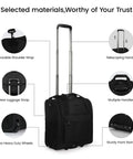 16 Inch Underseat Carry On Luggage With Wheels 3 In 1 Design showcasing telescopic handle and removable shoulder strap