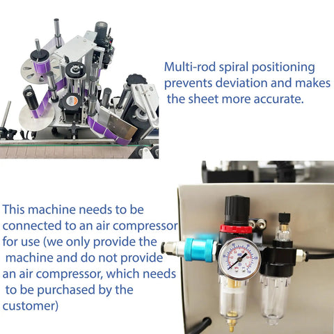 Fully Automatic Round Bottle Labeling Machine Featuring Plug And Play Touchscreen Controls And Smart Auto Correction For No Fuss Packaging Line with multi-rod spiral positioning.