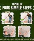 Four steps diagram for TapeBuddy Drywall Taping Tool For Faster Mud Application, DIYers friendly tape dispenser in use.