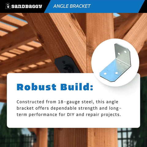 Heavy Duty 90 Degree Galvanized Angle Brackets Built From Workhorse 18 Gauge Steel With Knockout Rust Resistant Coating ready for framing and repairs.