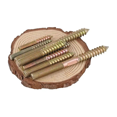 50 Pcs M6 Hanger Bolt Wood To Metal Dowels on wooden slab, double ended self tapping screws M6x60 for woodworking projects
