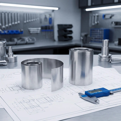 Two Rolls Of Pure Zinc Plate Sheets For Fruit Battery Experiments, Science Kits, And Classroom Chemistry Labs, Stable Voltage Output, Easy Assembly Zinc Anode Material For Educational Projects. Rolled zinc sheets on blueprint