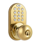 Electronic Touchpad Keyless Door Lock In Polished Brass For Easy Keyless Entry Adjustable Backset 60mm Or 70mm Up To 6 User Codes