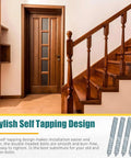 Wooden stairs and door with 20 Pack 1/4-20 X 1-1/2 Inch Hanger Bolts with Driver, Double Headed Self Tapping Bolts shown in silver finish