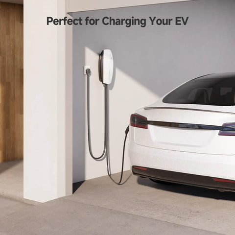 EV charging setup using Beefy 4 Prong To 4 Wire Range Cord 10 Ft Heavy Duty 6/8 AWG 50 Amp Power Cable NEMA 14-50P.