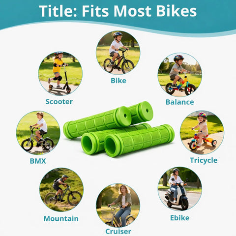 4 Pack Rubber Bike Handlebar Grips Replacement Non Slip Grips For Kids Bikes Scooters BMX Mountain And Cruiser Bikes Green