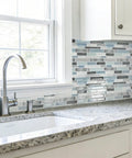 Self Adhesive Kitchen Backsplash Tiles With Marble Look For Quick Kitchen Remodel Peel And Stick 12 by 12 Inch Sheets in stylish kitchen