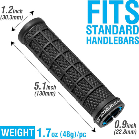 Grapple Mountain Bike Handlebar Grips With Lock On Ring For MTB And BMX Unique Multidirectional Ergonomic Pattern Non Slip TPR Rubber