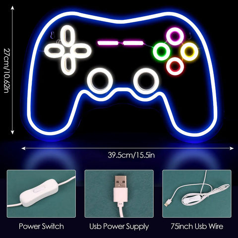 Dope Gamepad Neon Sign For Wall Decor, LED Gaming Neon Light For Your Gamer Room Vibe, USB Powered Neon Tube For PC Setup