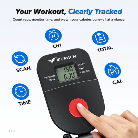 Adjustable Dual Track Ab Machine For Home Gym Core Training and Cardio Fat Burn digital monitor for tracking counts and calories.