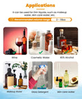 Applications for 2-118 Oz Liquid Filler Machine With Anti Drip Nozzle Diaphragm Pump And Digital Control For Cosmetic Water Wine Makeup
