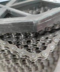 Heavy Duty Roller Chain For Single Speed Electric Side Drive Bike transmission showing layered metal links and durable connectors.