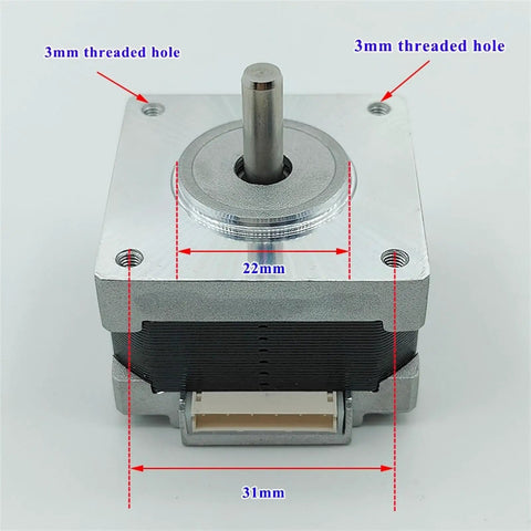 12V DC Nema 16 Stepper Motor With 39mm Frame 0.2N.m Torque 1.8 Degree Step 0.7A 2 Phase 4 Wire For CNC Machining And DIY Projects Includes 20 Tooth MXL Synchronous Pulley Wheel 5mm Shaft, front view