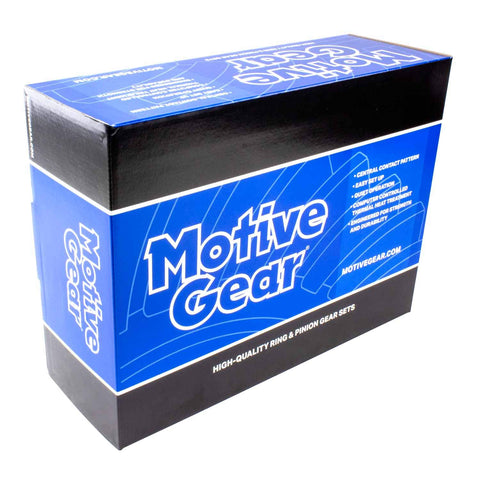 Box labeled 'Motive Gear' containing Dana 30 Ring And Pinion Set Upgrade With 4.10 Gear Ratio For Reverse Rotation 26 Spline 10 Bolt 8620 Steel