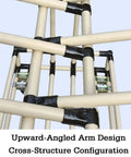 Adjustable Double Tier Wire Harness Hanging Rack With 12 Rock Solid Arms For Slick Cable Routing And A Tidy Garage Setup That Truly Gets It Done Right showing upward-angled arm design and cross-structure configuration.