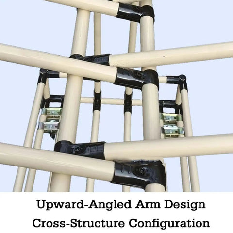 Adjustable Double Tier Wire Harness Hanging Rack With 12 Rock Solid Arms For Slick Cable Routing And A Tidy Garage Setup That Truly Gets It Done Right showing upward-angled arm design and cross-structure configuration.