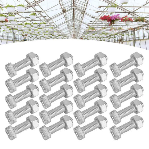 20 Sets Of M6x22 Bolts And M6 Nuts With Flat And Lock Washers For Aluminum Greenhouse Hardware Replacement Standard Size Repair