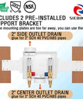 Washer Outlet Box With Water Hammer Arrestor And Valves For Quiet Laundry, 1/2 Inch PEX Inlet, 3/4 Inch Outlet View