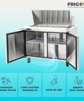 Heavy Duty Kitchen Bad Boy Commercial Sandwich Prep Refrigerator With Bain Marie Well And Eighteen Pan Capacity Built Like A Tank for easy access.