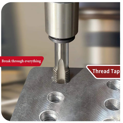 Close-up of M14x1.5 Tap and Die Set for Metalworking, creating threads in steel, high speed steel material, CNC teeth detail.