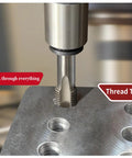 Two Pack HSS M12 X 1.75 Tap Set Right Hand Taper And Plug Taps For Metal Pros And DIYers Wear Resistant Precise Thread Repair Tool For Aluminum Steel And More in use on metal plate.