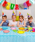 Totally Vibey Under The Sea Paper Plates 7 Inch Yellow Ocean Flower Birthday Party Tableware 60 Piece Set at kids party table.