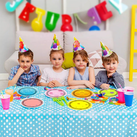 Totally Vibey Under The Sea Paper Plates 7 Inch Yellow Ocean Flower Birthday Party Tableware 60 Piece Set at kids party table.