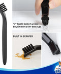 Grout Cleaning Brush Set With V Shape Edge Brush showing stiff bristles and built-in scraper for cleaning grout and edges
