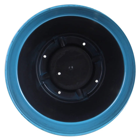 Top view of Dope Glazed Brushed Plastic Planter Set For Indoor And Outdoor Use Large 15 Inch Dark Blue Ceramic Look Pack Of 2