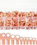 Copper Wire Lug Kit 170 Pcs Battery Terminal Connectors In 12 Sizes For AWG 4 6 8 10 12 in clear case