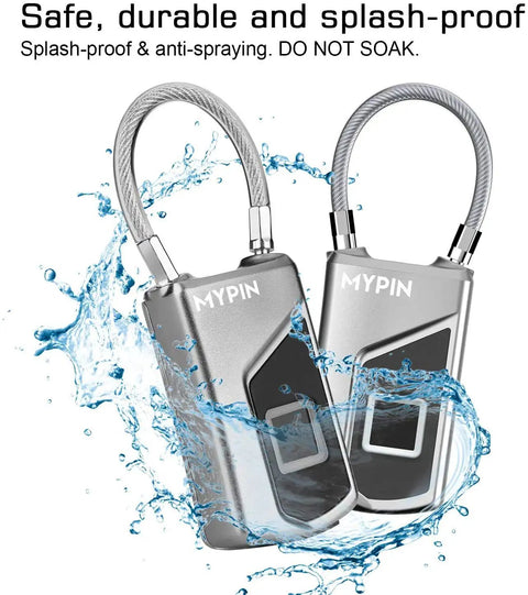 Keyless Fingerprint Padlock With Key Backup Waterproof Smart Lock For Gym Bags Luggage Backpack Bike And Office Auto