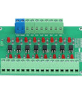 Top view of 8 Channel Optocoupler PLC Signal Converter Board With Common Anode And Cathode Differential Inputs for isolation in projects