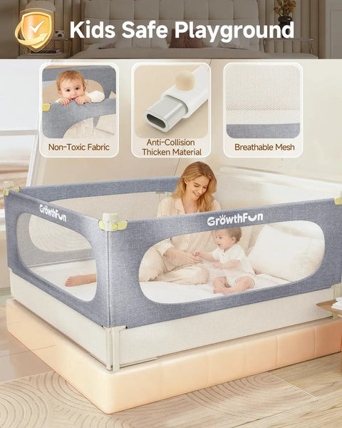 Three Piece Queen Size Bed Rail Guard For Toddlers And Kids Height Adjustable Baby Bed Rail For Queen Beds Safe Sleep Protection