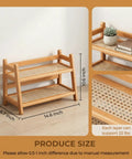 Two Tier Coffee Station Organizer With Bamboo Mug Holder For Countertop Rustic Vintage Mug Rack size details shown