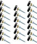 40 Piece Black 16mm Stainless Steel Mirror Screw Covers With Copper Washers And Decorative Caps For Glass Furniture Wardrobes And Tables.