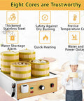 Commercial Electric Steamer For Busy Breakfast Spots Pro Grade Stainless Steel Bun Steamer With Independent Water Supply System And Anti Dry Device 6 Hole Capacity shown steaming buns and dim sum.