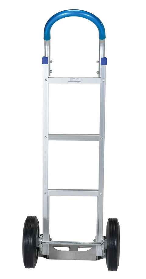 Beefy Aluminum Double Loop Handle Hand Truck For Heavy Loads, 18.5 In By 20 In By 49.25 In, 500 Lb Capacity, Pneumatic Tires, Silver Front View