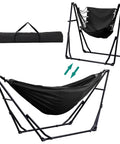 2 In 1 Hammock And Swing Chair With Foldable Stand Dope Portable Camping Gear For Outdoors Carrying Bag Easy Setup Black