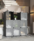 Cube Storage Organizer With Doors, 9 Cube Modular Shelves Closet Cabinet, DIY Plastic Bookshelf For Bedroom And Living Room