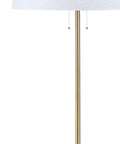 63 Inch Brass Gold Modern Glam LED Floor Lamp With White Linen Empire Shade, Pull Chain, UL Listed, LED Bulb Included, close-up view