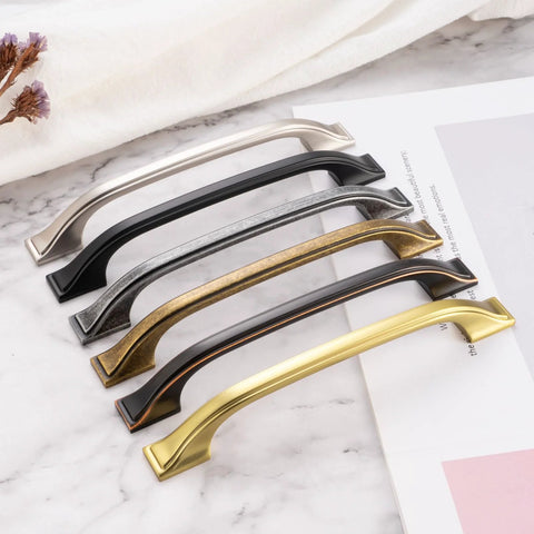 10 Pack 3 Inch Brushed Nickel Cabinet Pulls Satin Nickel Cabinet Handles For Cabinets Drawers Dressers Cupboards And Vanities With Included 1 Inch And One Half Inch Screws Durable Solid Metal Rust Resistant shown in assorted finishes on marble surface